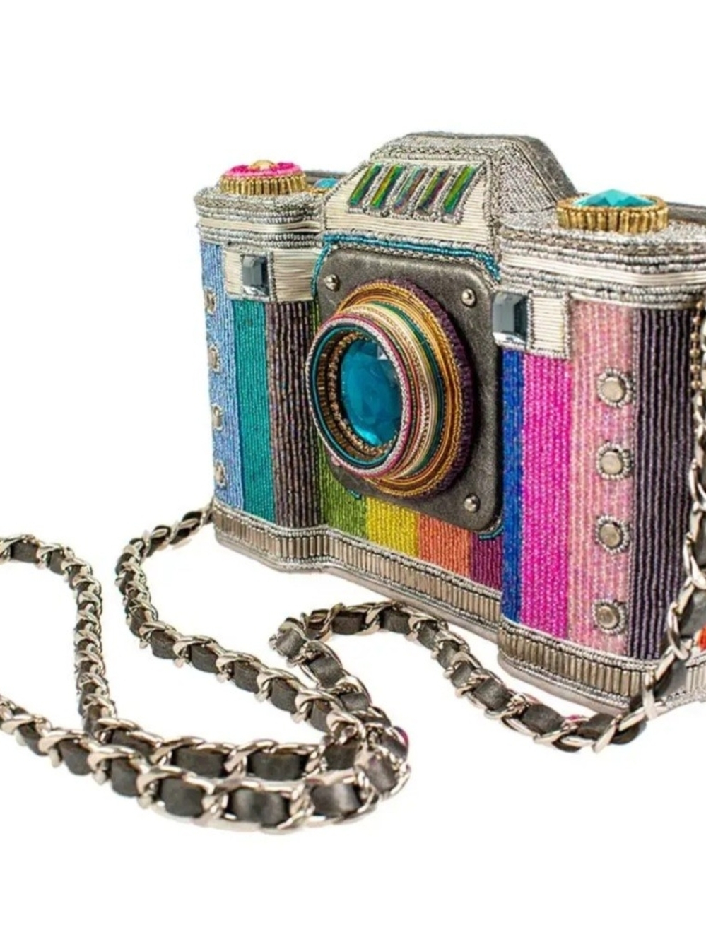 Mary Frances Multicolor Beaded Camera Crossbody with Turquoise Gem - Picture 3 of 7